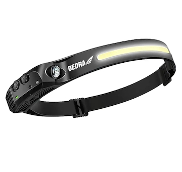 Čelová svítilna - čelenka 300lm, reflektor 105lm, senzor pohybu, baterie 800mAh