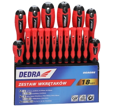 DEDRA 06A095 Sada šroubováků 18 ks s plastovým stojanem, ocel CrV