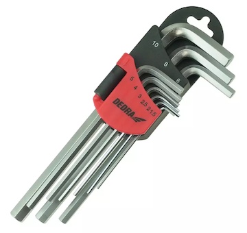 DEDRA 06F201 Imbusové klíče dlouhé, 1,5 – 10 mm sada, 9 ks, CRV