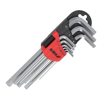 DEDRA 06F201 Imbusové klíče dlouhé, 1,5 – 10 mm sada, 9 ks, CRV