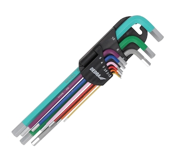 DEDRA 06F205 Imbusové klíče extra dlouhé barevné, 1,5 – 10 mm, sada 9 ks, S2
