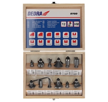 DEDRA 0780 Sada 12ks tvarových fréz