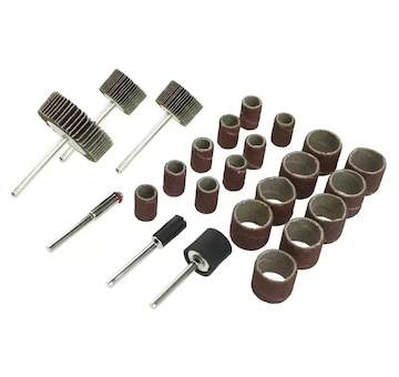 DEDRA 08T609 Lamelové kotouče a brusné pásy, sada 24 ks