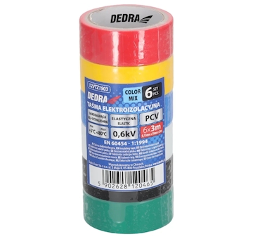 DEDRA 12VTZ1903 Elektrická izolační páska PVC mix 19 mm x 3 m sada 6 ks