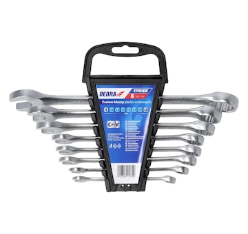 DEDRA 1703K POP Klíč očkovo plochý CrV, sada 8 ks  8 - 22 POP zdrsněná rukojeť