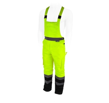 DEDRA BH80SO1-XXXL Reflexní zateplené kalhoty s laclem vel. XXXL, žluté