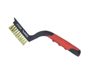 Drátěný kartáč 5řadý (2001P21)/ 4řadý (2001P22), mosaz, 180 mm(2001P21) / 260 mm (2001P22), dvoumateriálová rukojeť