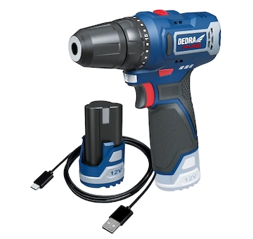 Sada 12V DED7330 vrtačka+DED7300 USB/C+DED7320 2,0Ah