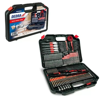 Sada vrtáků a bitů 246 ks, kufr