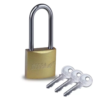 Visací zámek s měděným povrchem 40 mm s dlouhým třmenem