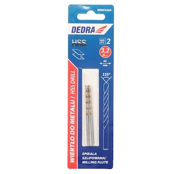 Vrták na kov 2 ks, HSS, DIN338, 3,2x65mm