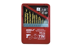Sada 19 vrtáků do kovu HSS+kobalt+TiN, 135°