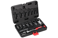 Úhlové klíče s ráčnou 6–19 mm, CrV 20 ks, výměnné hlavy